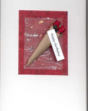 Handmade Happy Birthday Card with Red Rose